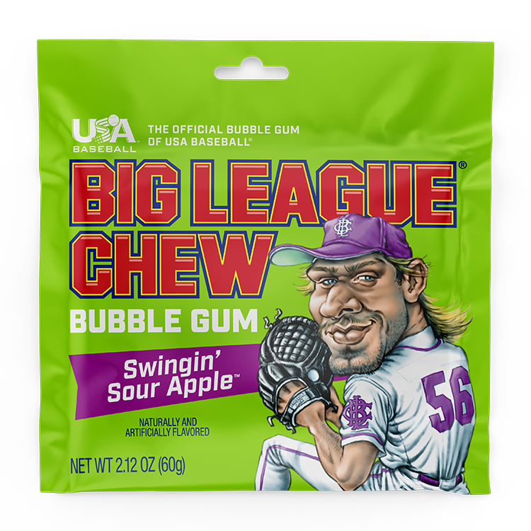Big League Chew Swingin' Sour Apple Gum - 2.12oz Pouch