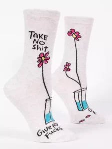 Blue Q "Take No Shit, Give No Fucks" Women's Socks