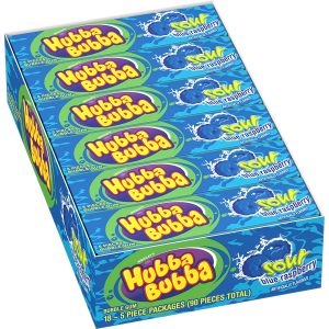 Hubba Bubba Max Sour Blue Raspberry Bubble Gum - 5 Piece Pack