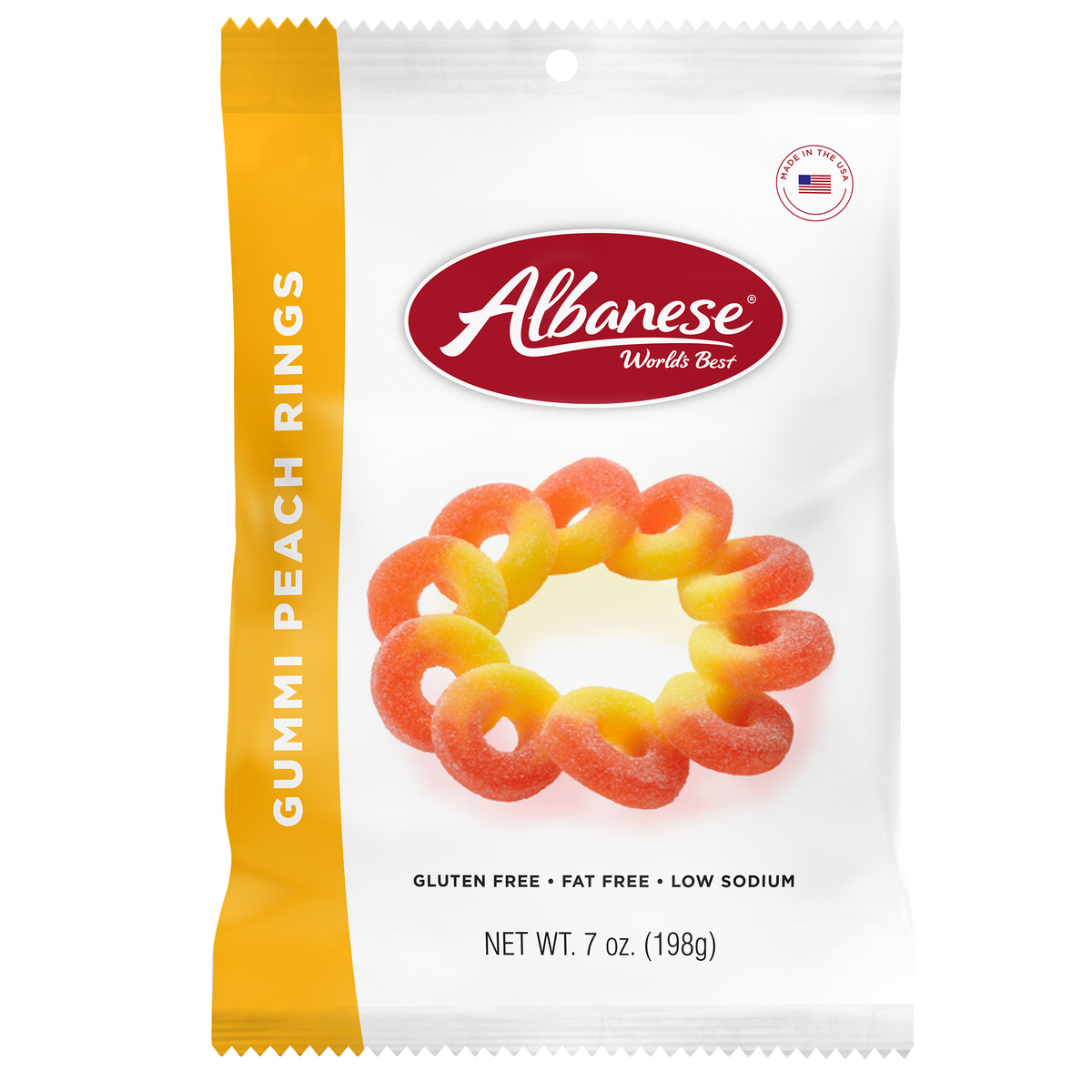 Albanese Gummi Peach Rings 7oz Bag