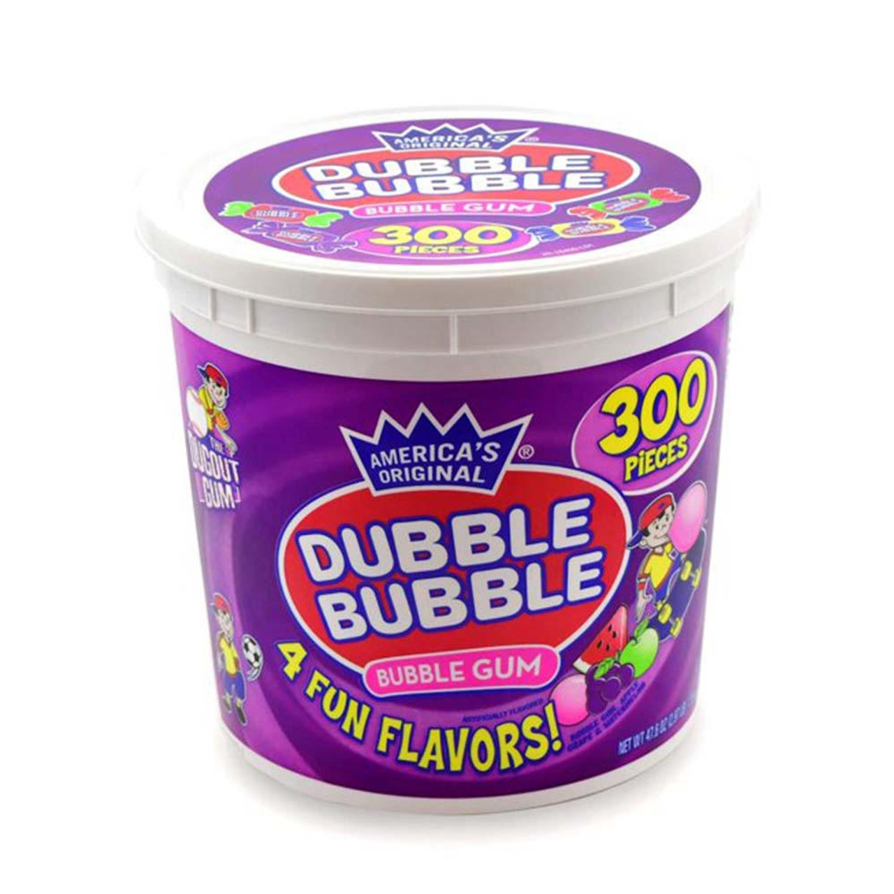 Dubble Bubble Gum Assorted Flavors 300 Piece Tub