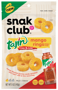 Snak Club Tajin Chili & Lime Gummy Mango Rings 5oz Bag