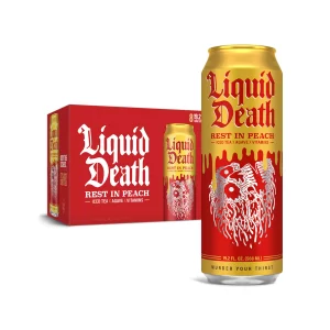 Liquid Death- Rest In Peach Iced Tea 19.2oz Cans