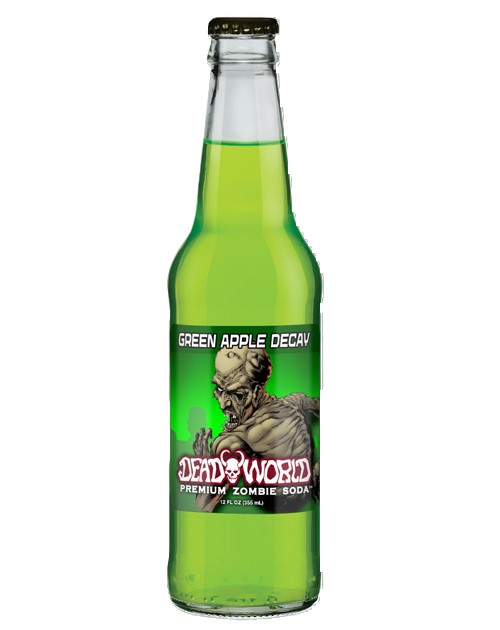 Dead World Zombie Soda, Green Apple 12oz Glass Bottle - 2 Bottles