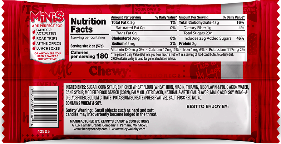 Wiley Wallaby Minis Classic Red Licorice Bite 3.5oz Bag - Image 2