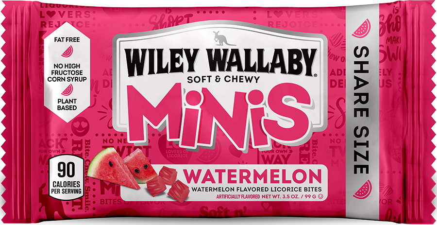 Wiley Wallaby Minis Watermelon Licorice Bites 3.5oz Bag