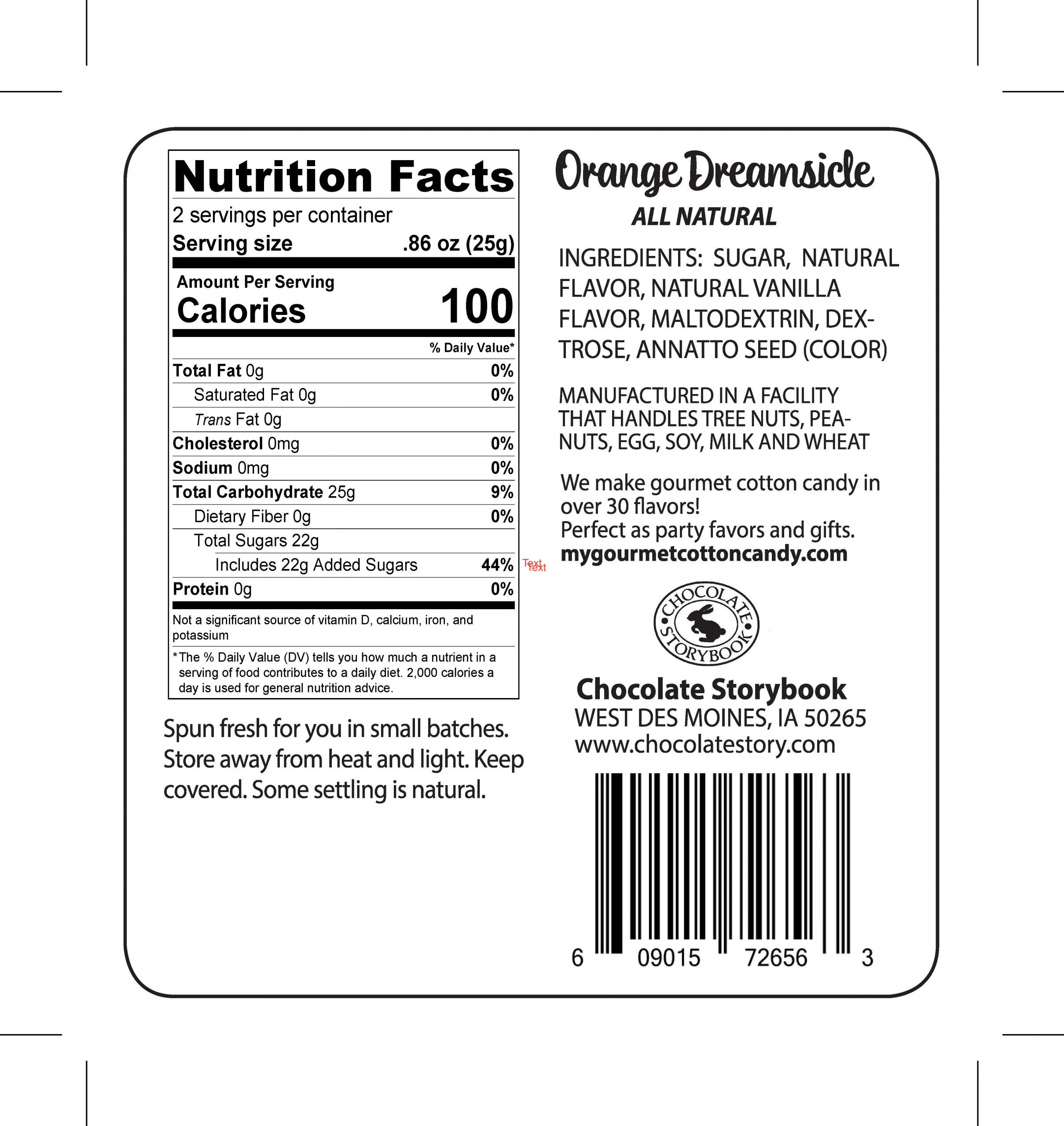 Orange Dreamsicle Cotton Candy 1.75oz Tub - Image 2