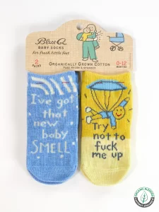 Blue Q - I've Got That New Baby Small/ Try Not To Fuck Me Up Baby Socks - Baby Socks