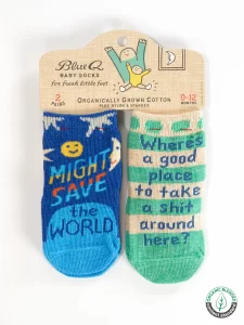 Blue Q - Might Save The World/ Where's A Good Place To Take A Shit Around Here? - Baby Socks