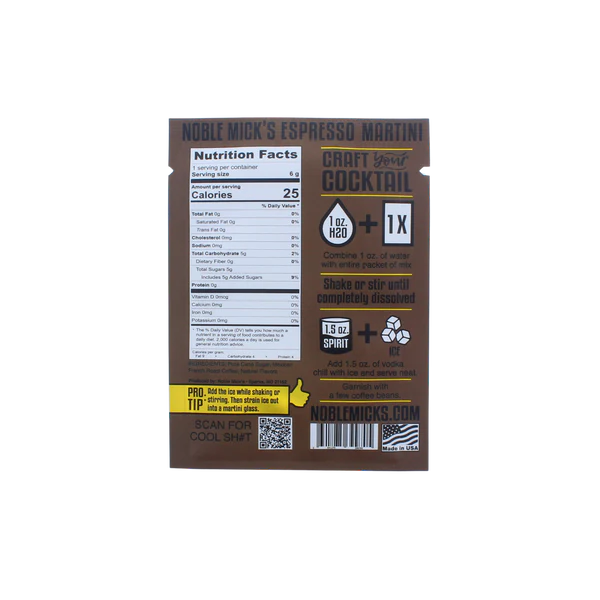 Noble Mick's - Single Serve Cocktail Mix - Espresso Martini - Single Serve - 0.21oz - Image 2
