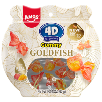 Amos 4D Gummy Lucky Fish Liquid Juice Filled, 3.95oz Peg Bag