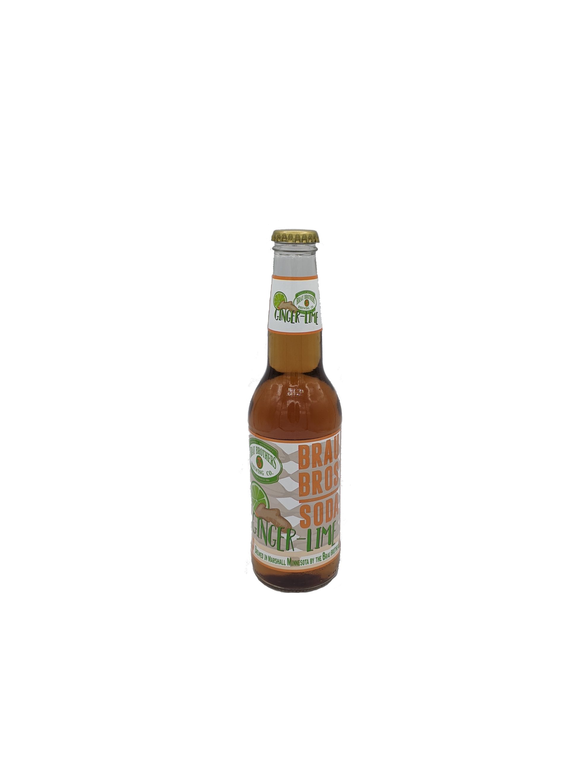Brau Brothers Ginger Lime Soda, 12oz Glass Bottle Soda