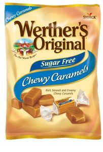 Werther's Sugar Free Chewy Caramels, 2.75oz Peg Bag