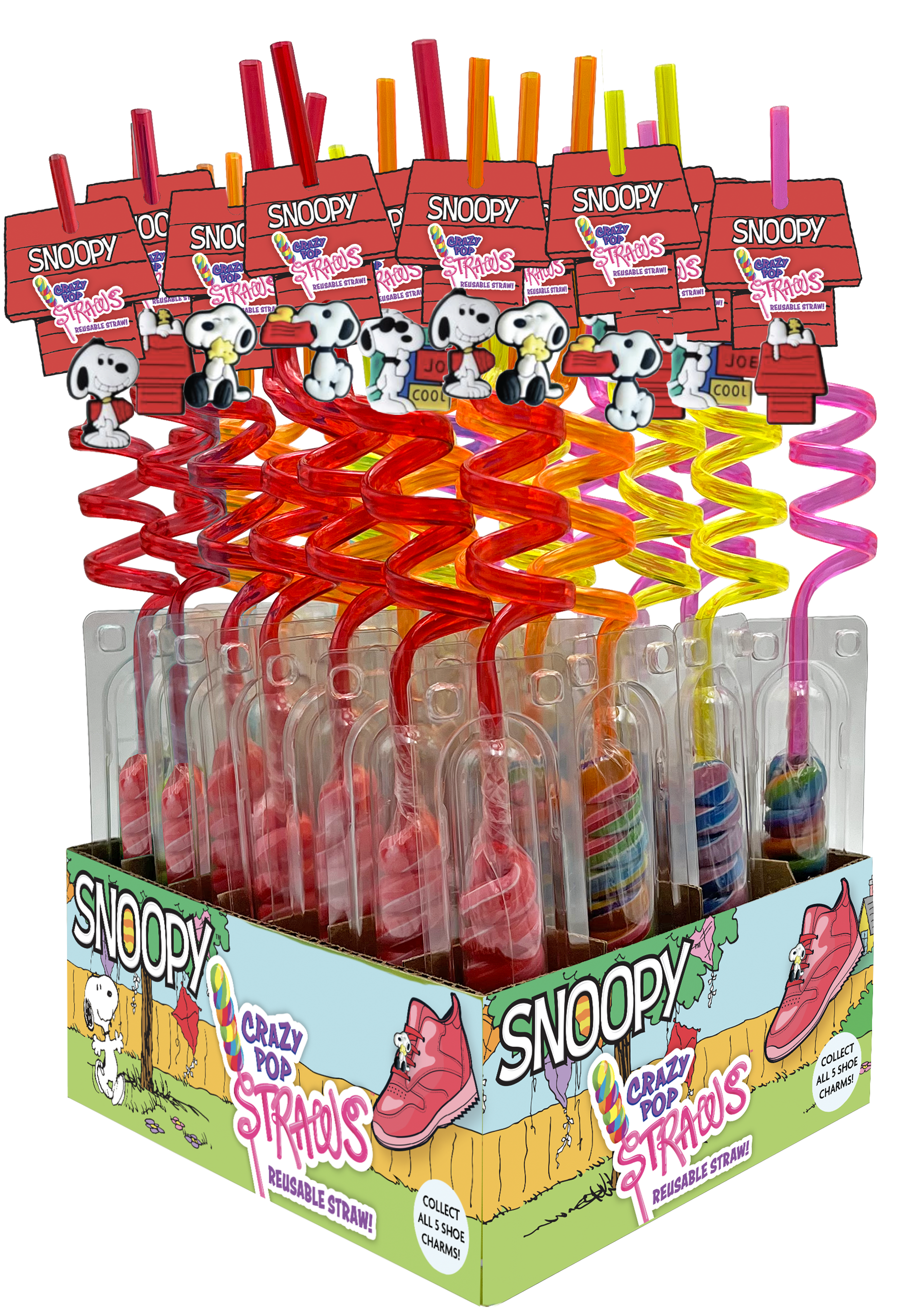 Snoopy Crazy Pop Straws w/shoe charm