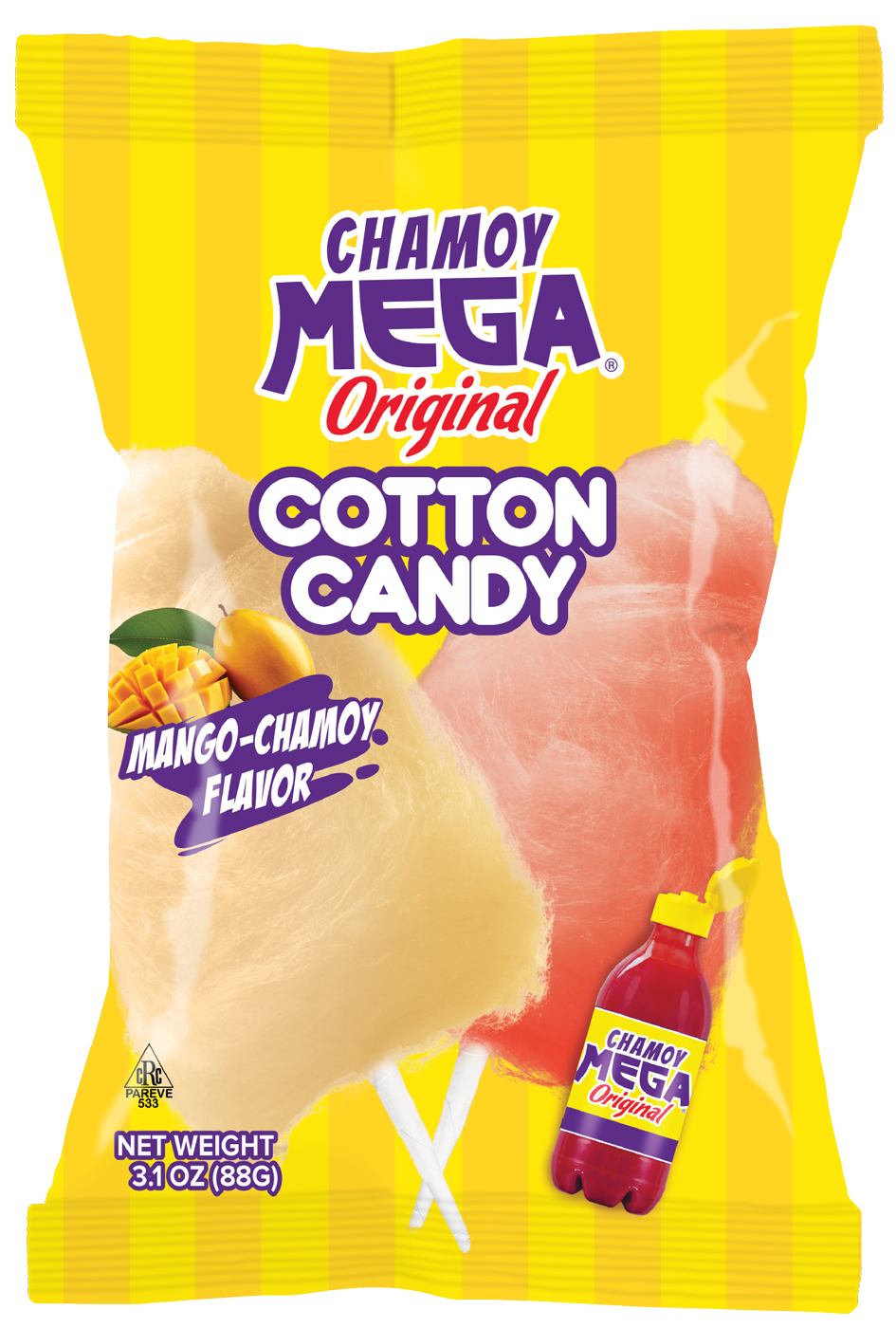 Chamoy Mega Mango-Chamoy Cotton Candy, 3.1oz bag