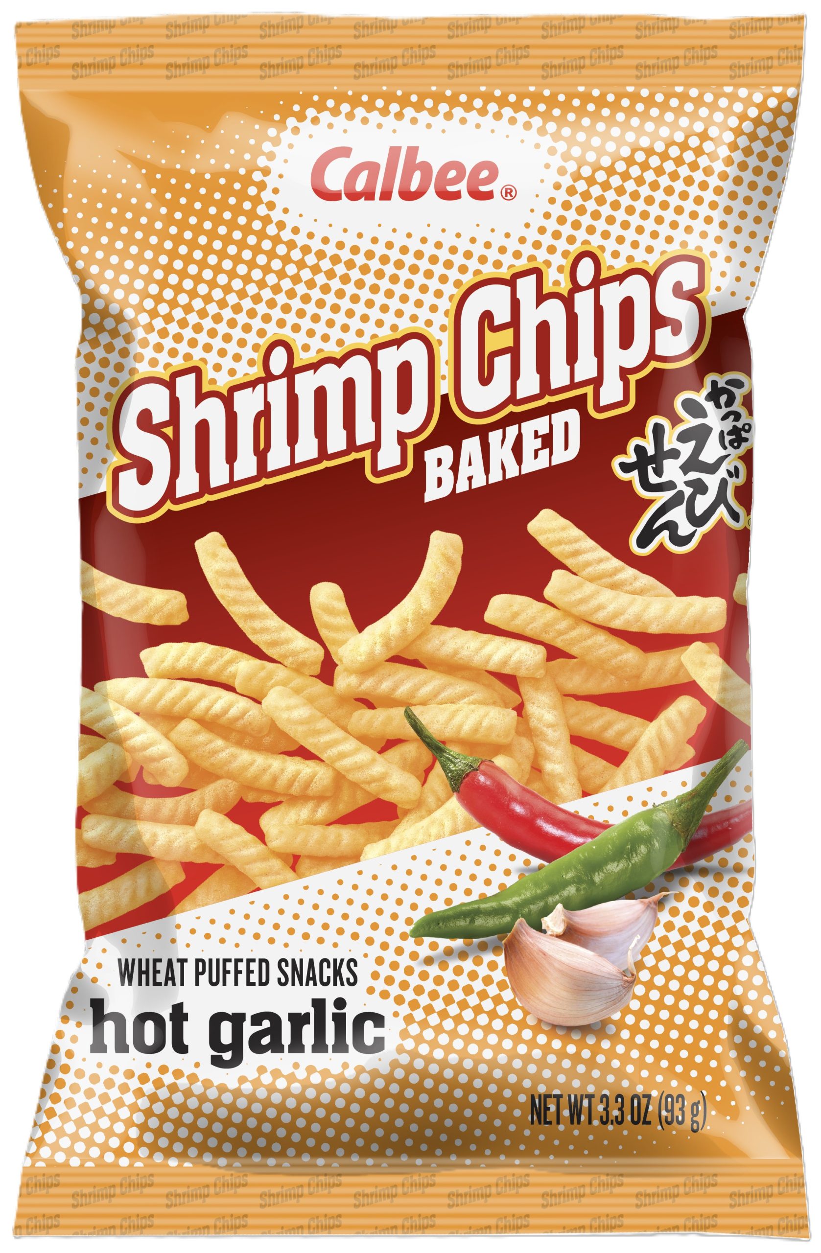 Calbee Baked Shrimp Chips Hot Garlic 3.3oz Bag