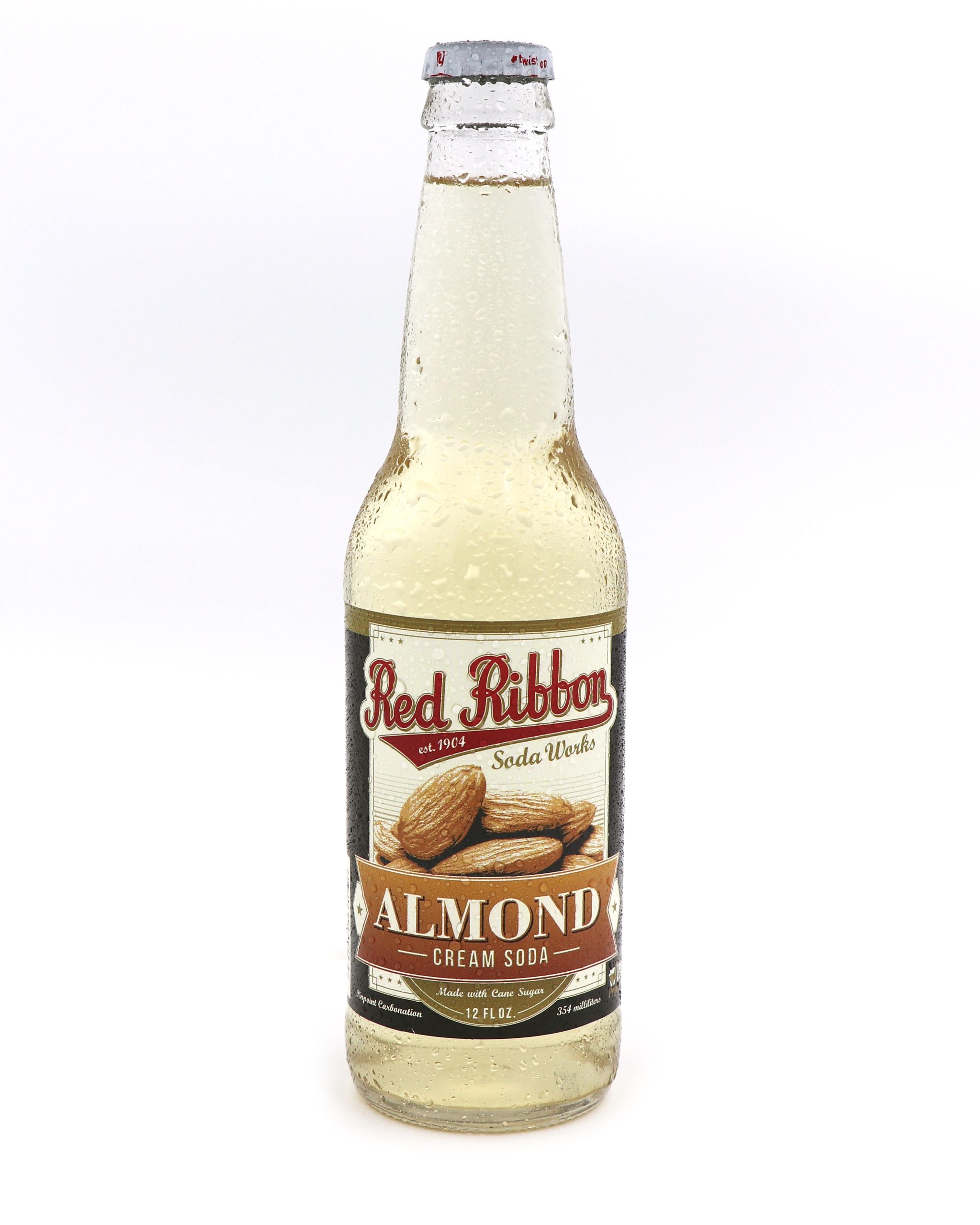 Red Ribbon Almond Cream, 12 Fl oz Glass Bottle Soda