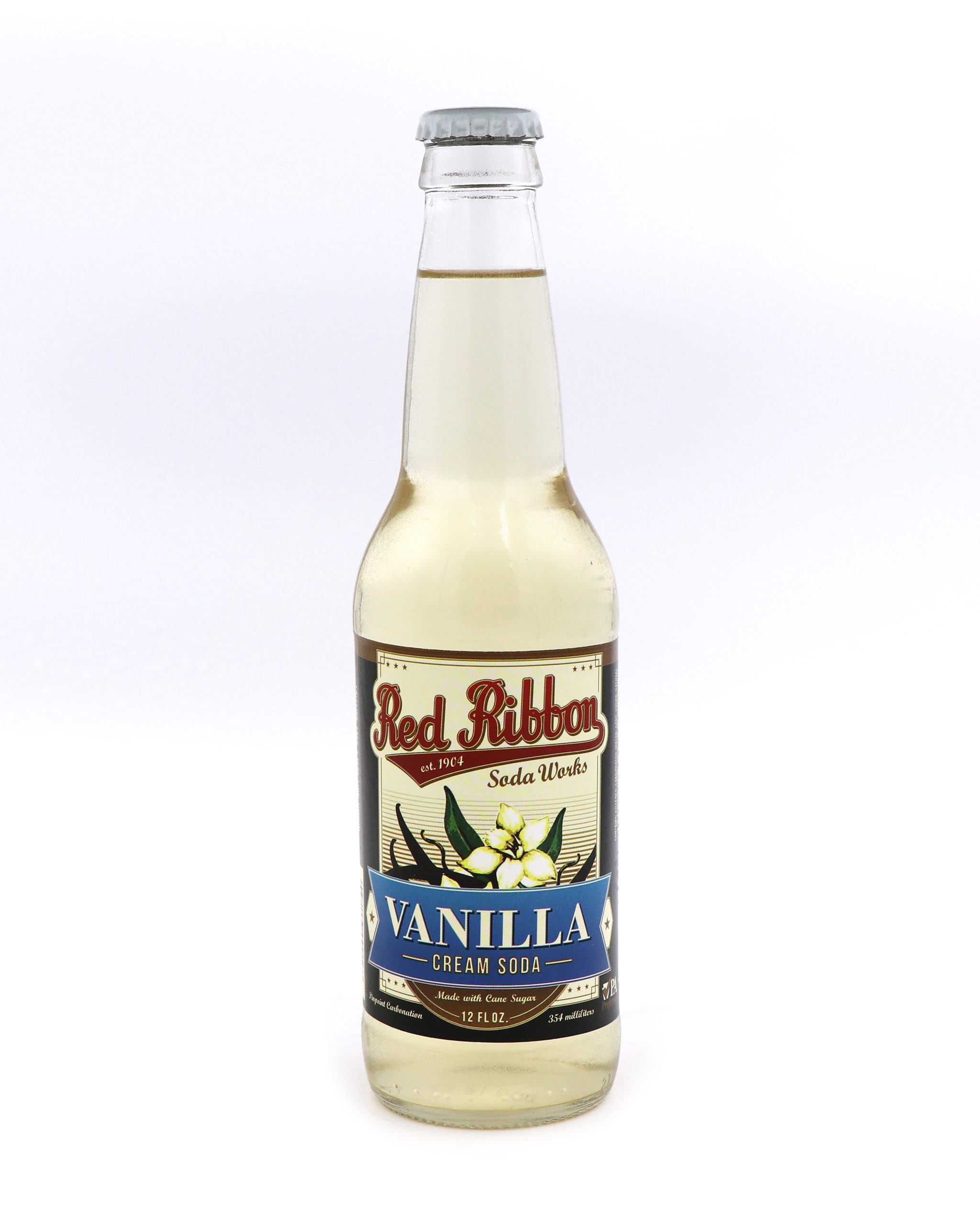 Red Ribbon Vanilla Cream, 12 Fl oz Glass Bottle Soda