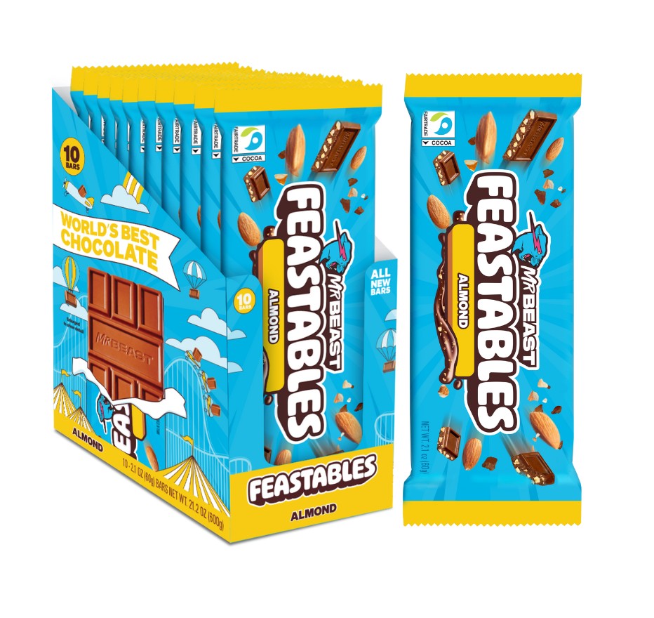 Mr. Beast Feastables Milk Chocolate Almond 2.1oz Bar