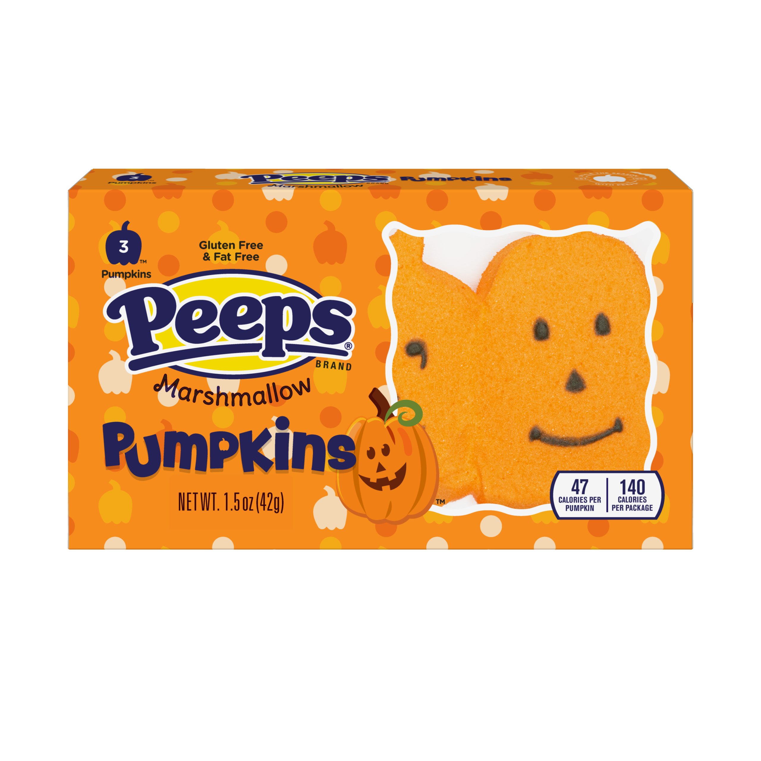 PEEPS 3 Count Marshmallow Pumpkins - 1.5oz Package