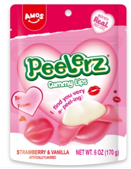 Amos Peelerz Valentine Gummy Lips 6oz Bag