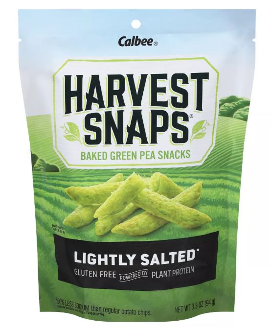Harvest Snaps Baked Green Pea Snack, Lightly Salted, 3.3oz Bag