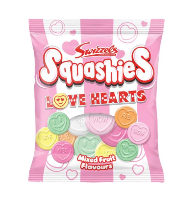 Limited Import - Swizzles Squashies -Love Hearts, 140g Peg Bag