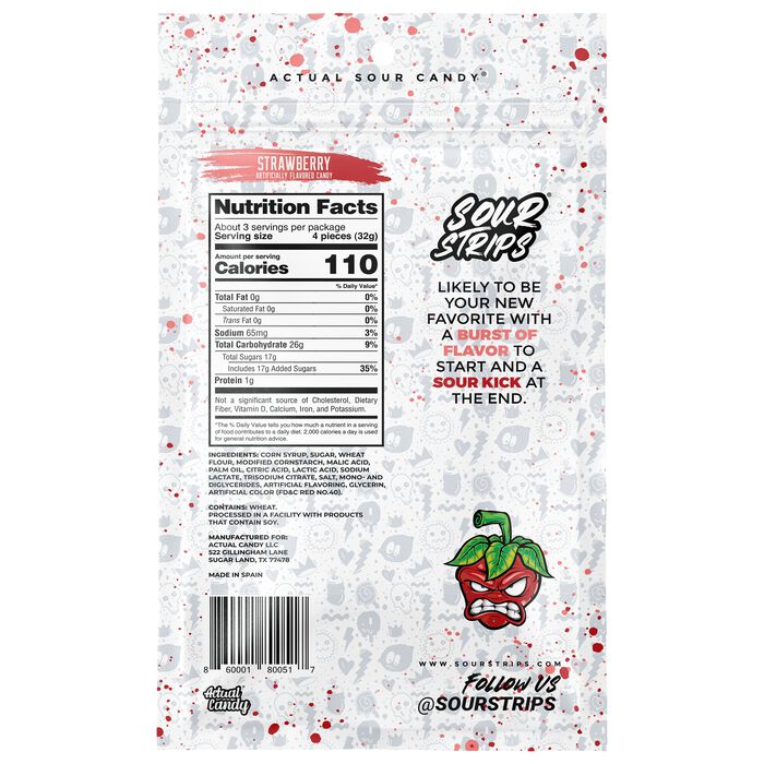 Sour Strips Strawberry 3.4oz Peg Bag - Image 2